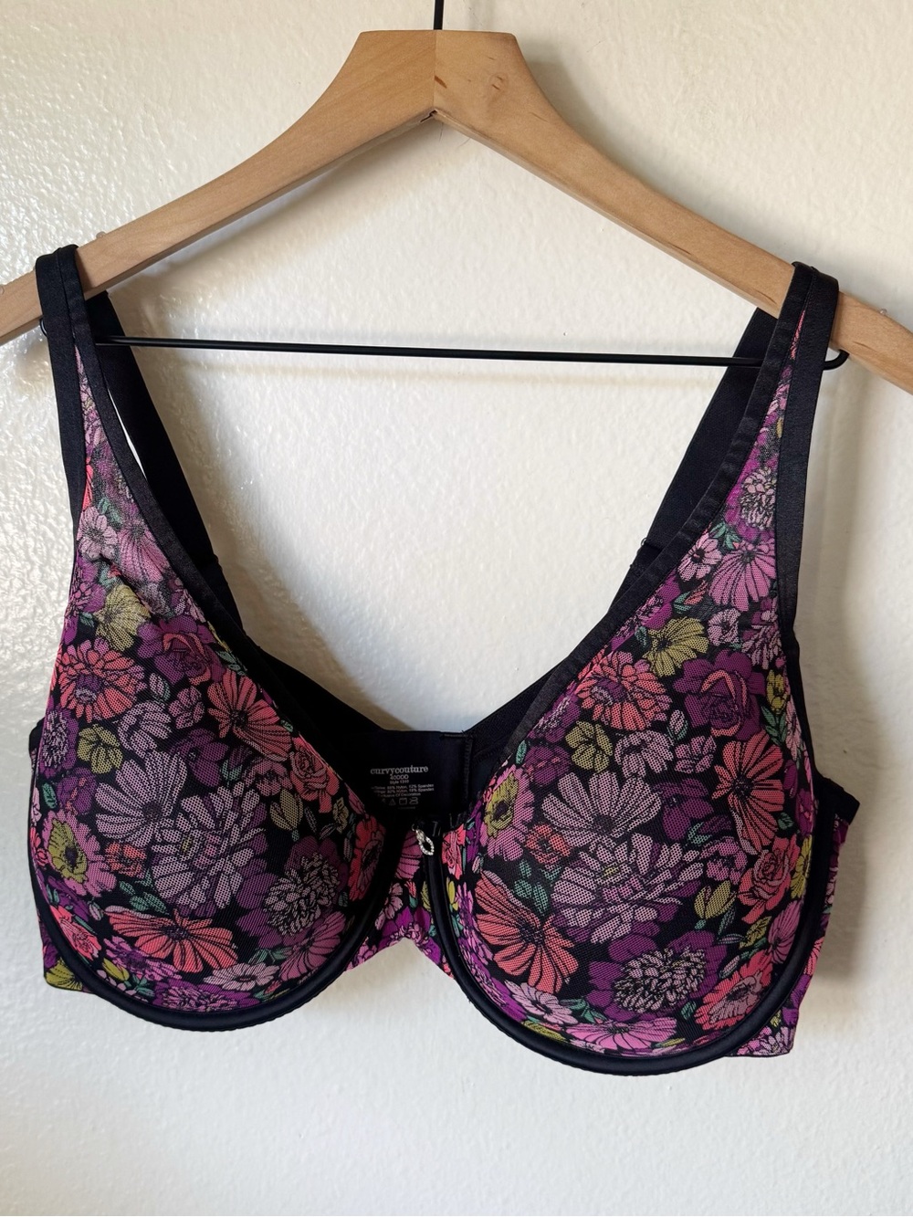 Curvy Couture | Floral Sheer Mesh Plunge T-Shirt Bra